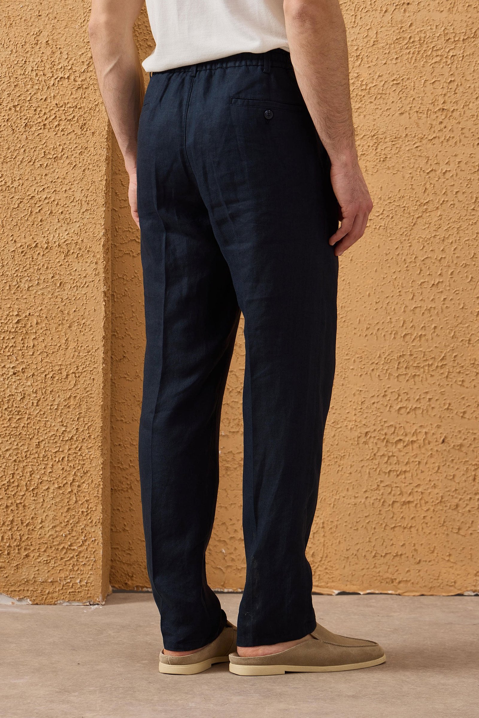 Men’s Navy Linen Smart Casual 2 Piece Suit Zip Front Safari Style Summer 8 Men’s Navy Linen Smart Casual 2 Piece Suit Zip Front Safari Style Summer - Image 8