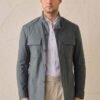 Men’s Sage Green Cotton Blend Safari Jacket & Beige Trousers Set Smart Casual Outfit