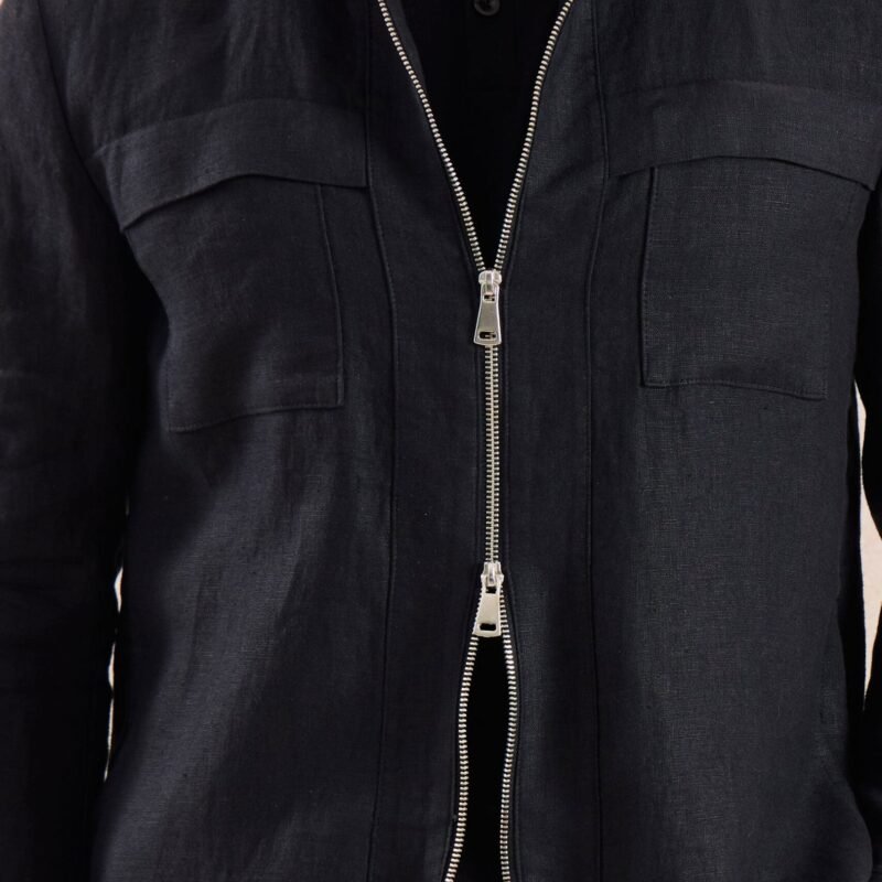 Men’s Black Zip Linen Jacket & Brown Trousers Set Smart Casual Summer Outfit 9 men s black zip linen jacket brown trousers set smart casual summer outfit 4 scaled - stylecityinc