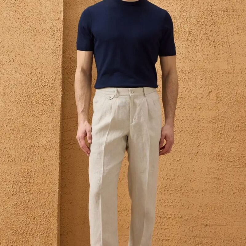 Men’s Navy Zip Linen Jacket & Beige Trousers Set Smart Casual Summer Outfit 11 men s navy zip linen jacket beige trousers set smart casual summer outfit 1 scaled - stylecityinc