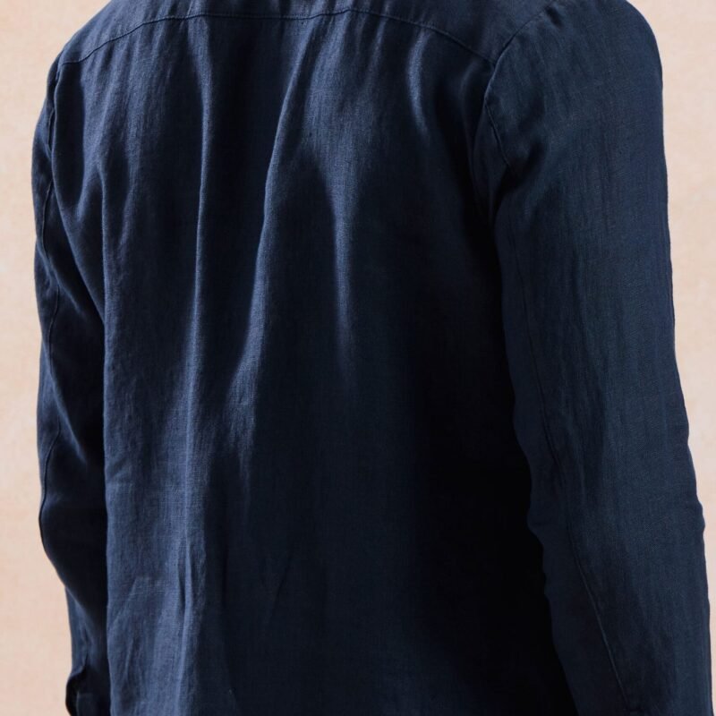 Men’s Navy Zip Linen Jacket & Beige Trousers Set Smart Casual Summer Outfit 10 men s navy zip linen jacket beige trousers set smart casual summer outfit 7 scaled - stylecityinc