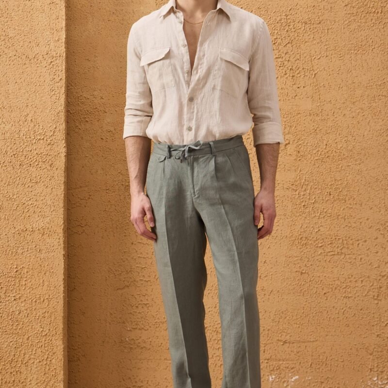 Men’s Navy Zip Linen Jacket & Sage Trousers Set Smart Casual Summer Outfit 13 men s navy zip linen jacket sage trousers set smart casual summer outfit 3 scaled - stylecityinc