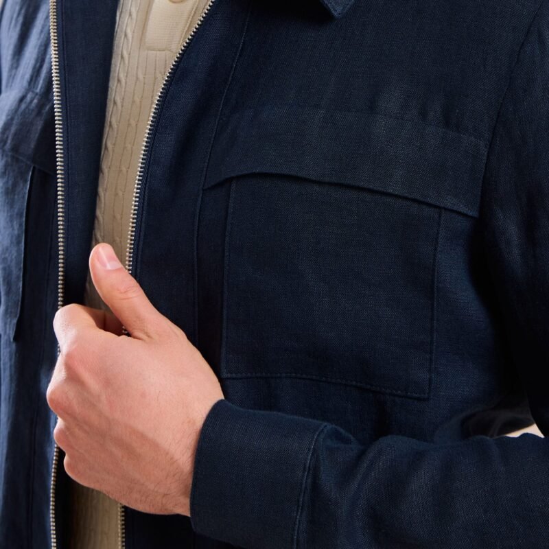 Men’s Navy Zip Linen Jacket & Sage Trousers Set Smart Casual Summer Outfit 10 men s navy zip linen jacket sage trousers set smart casual summer outfit 6 scaled - stylecityinc
