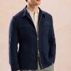 Men’s Navy Zip Linen Jacket & Sage Trousers Set Smart Casual Summer Outfit