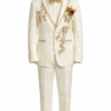 Men’s Cream Gold Embroidered Formal Suit Trousers