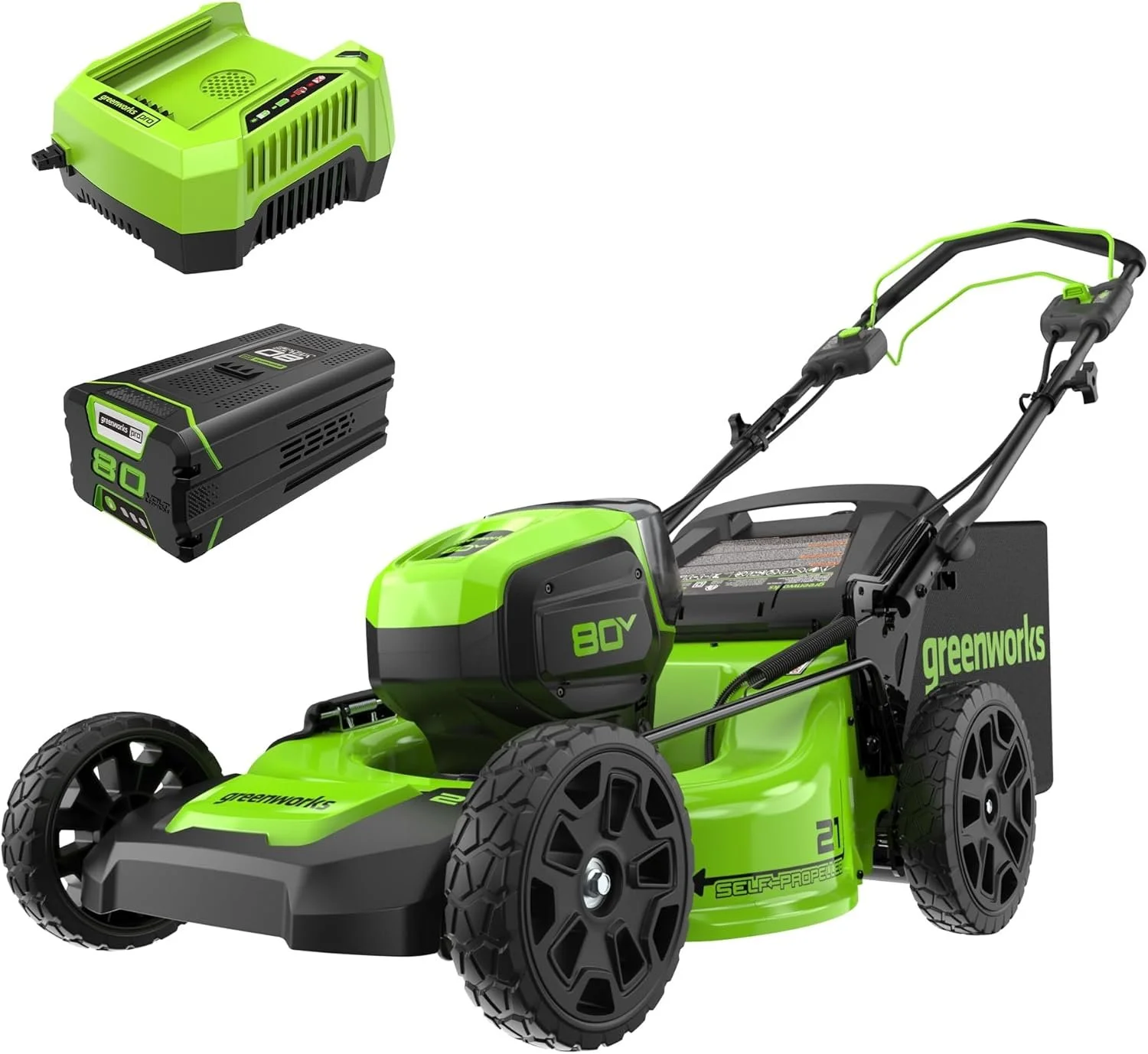 Greenworks 80V 21″ Cordless Self-Propelled Lawn Mowers. 1 Greenworks 80V 21″ Cordless Self-Propelled Lawn Mowers.