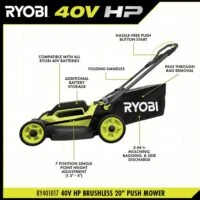 RYOBI 40V HP Brushless 20 in. Cordless Battery Walks Behind Push Mowers with 6.0 4 RYOBI 40V HP Brushless 20 in. Cordless Battery Walks Behind Push Mowers with 6.0 - Image 4