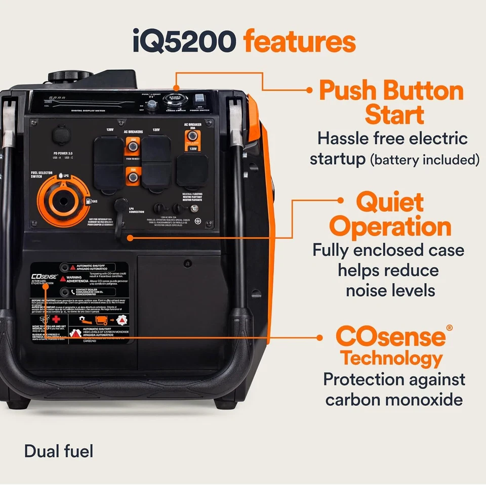 Generac iQ5200 DF 3900 Watt Electric Start Dual Fuel Inverter Generators. 4 Generac iQ5200 DF 3900 Watt Electric Start Dual Fuel Inverter Generators. - Image 4