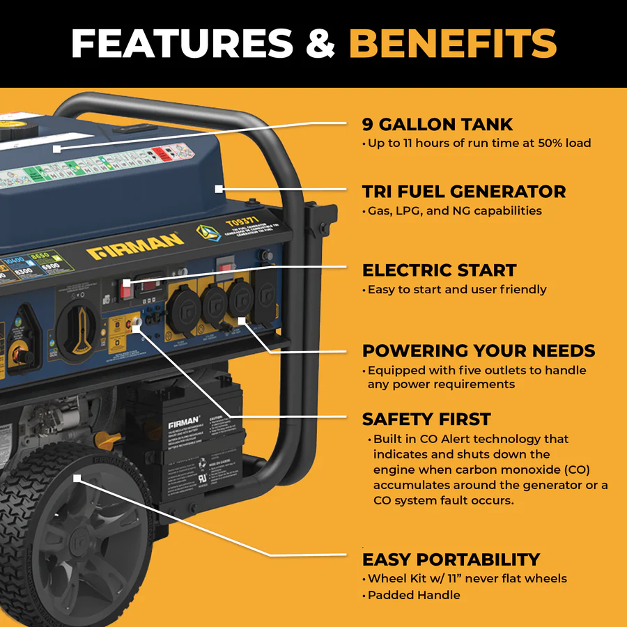 Firman 11600W Tri Fuel Portable Generators. 5 Firman 11600W Tri Fuel Portable Generators. - Image 5
