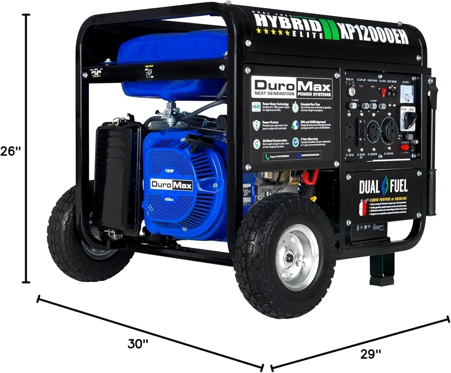 DuroMax XP12000EH 12,000 Watt Dual Fuel Portable Generators. 2 DuroMax XP12000EH 12,000 Watt Dual Fuel Portable Generators. - Image 2