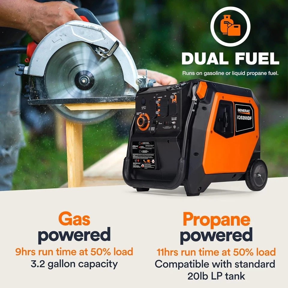 Generac iQ5200 DF 3900 Watt Electric Start Dual Fuel Inverter Generators. 3 Generac iQ5200 DF 3900 Watt Electric Start Dual Fuel Inverter Generators. - Image 3