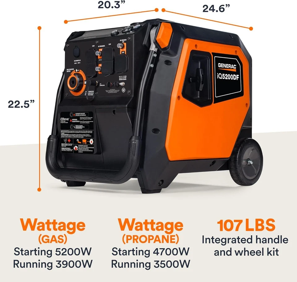Generac iQ5200 DF 3900 Watt Electric Start Dual Fuel Inverter Generators. 2 Generac iQ5200 DF 3900 Watt Electric Start Dual Fuel Inverter Generators. - Image 2