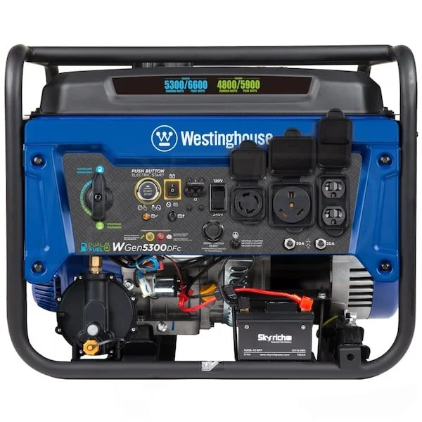 Westinghouse WGen5300DFc – 5300 Watt Electric Start Dual-Fuel Portables Generators w/ Wireless Remote Start, RV Outlet & CO Sensor (49-State) 2 Westinghouse WGen5300DFc – 5300 Watt Electric Start Dual-Fuel Portables Generators w/ Wireless Remote Start, RV Outlet & CO Sensor (49-State) - Image 2