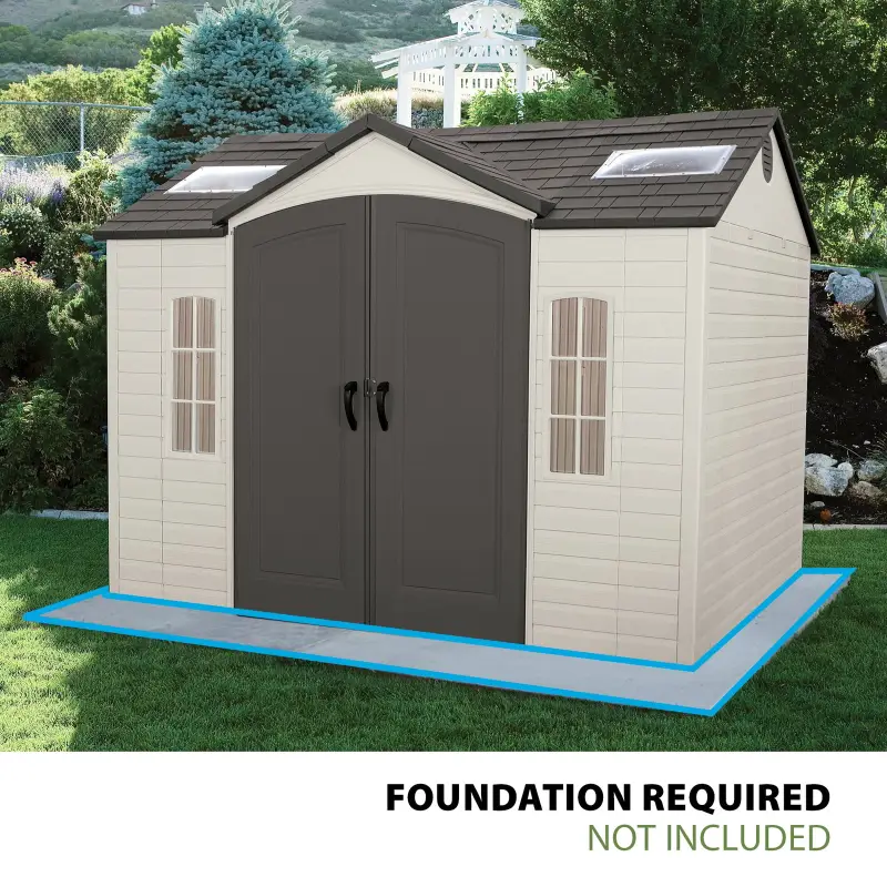 Lifetime Lockable Polyethylene Outdoor Storage Shed, 10′ x 8′, Tan & Browns (60005) 4 Lifetime Lockable Polyethylene Outdoor Storage Shed, 10′ x 8′, Tan & Browns (60005) - Image 4
