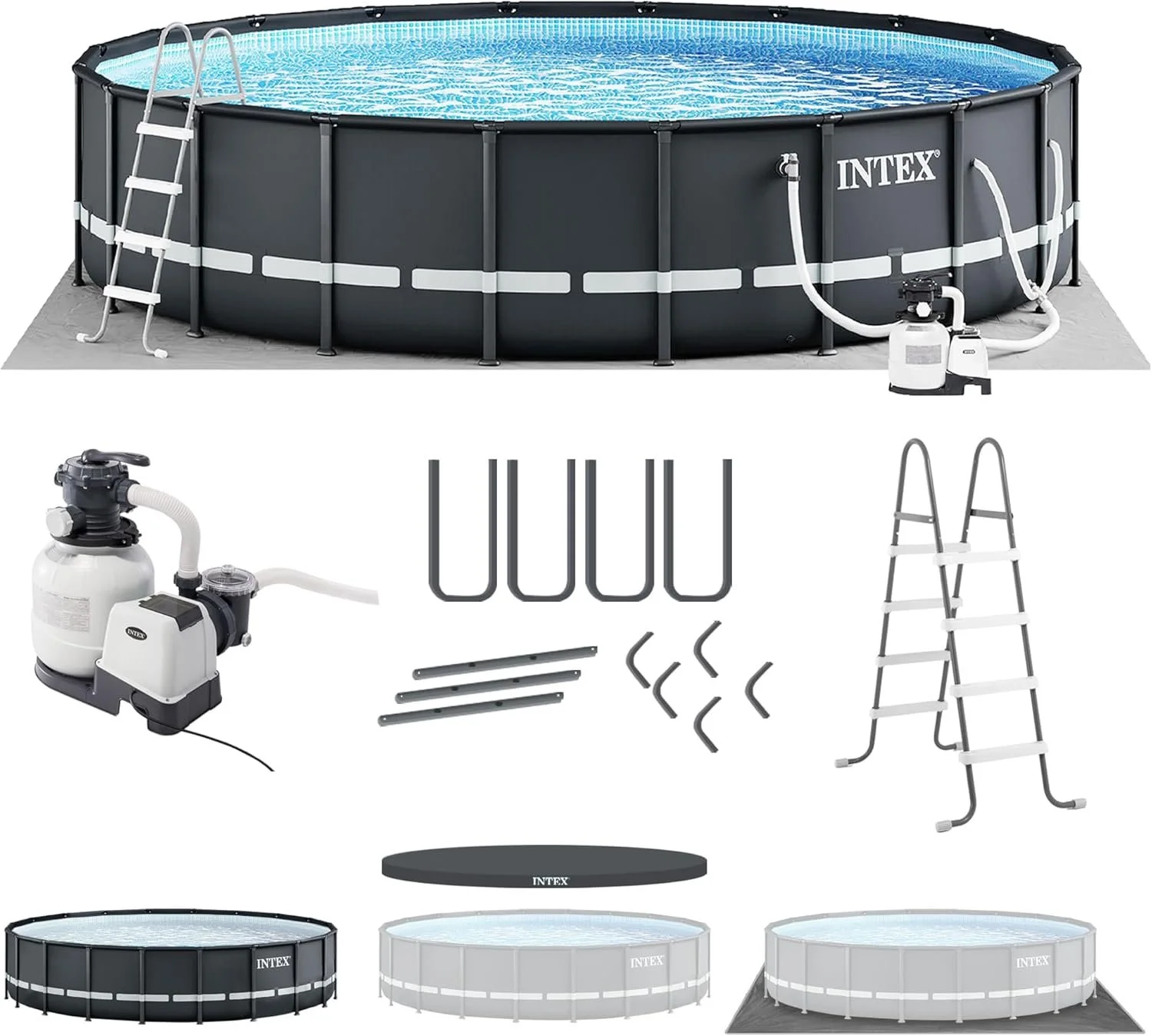 INTEX Ultra XTR Frame Round Above Ground Swimming Pool Set with Pumps 1 INTEX Ultra XTR Frame Round Above Ground Swimming Pool Set with Pumps