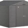 Arrow Select 10′ x 12′ Outdoor Lockable Steel Storage Shed Building, Charcoals
