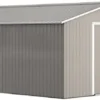 Outsunny 11′ x 13′ Outdoor Storage Shed, Garden Tool Metal Shed with Foundation Kit, Double Lockable Door, Air Vents and Slopings Roofs, for Backyard, Patio, Lawn, Light Grays