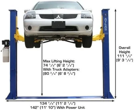 ATLAS Automotive Equipment 9KBPX 2-Post Lift/Hoist, Baseplate Style, 9’6″ Minimum Ceiling Height, 9,000lb Capacity, Symmetric Arms, Dual Hydraulic Chain Drives Cylinders, for Low Ceiling Home Use 2 ATLAS Automotive Equipment 9KBPX 2-Post Lift/Hoist, Baseplate Style, 9’6″ Minimum Ceiling Height, 9,000lb Capacity, Symmetric Arms, Dual Hydraulic Chain Drives Cylinders, for Low Ceiling Home Use - Image 2